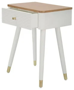 Tavolino da salotto Fridal, 45x32 h62 cm, Bianco e Marrone<Dmora Cheap