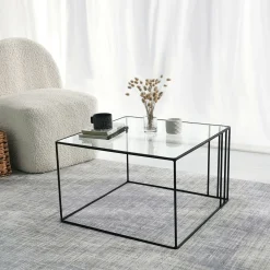 Tavolino da salotto Giacinta, 55x55h36 cm,<Dmora Cheap