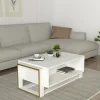 Tavolino da salotto Gigliola, 106x60h40 cm, Bianco e Oro<Dmora Best