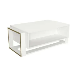 Tavolino da salotto Gigliola, 106x60h40 cm, Bianco e Oro<Dmora Best