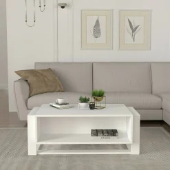 Tavolino da salotto Gigliola, 106x60h40 cm, Bianco e Oro<Dmora Best