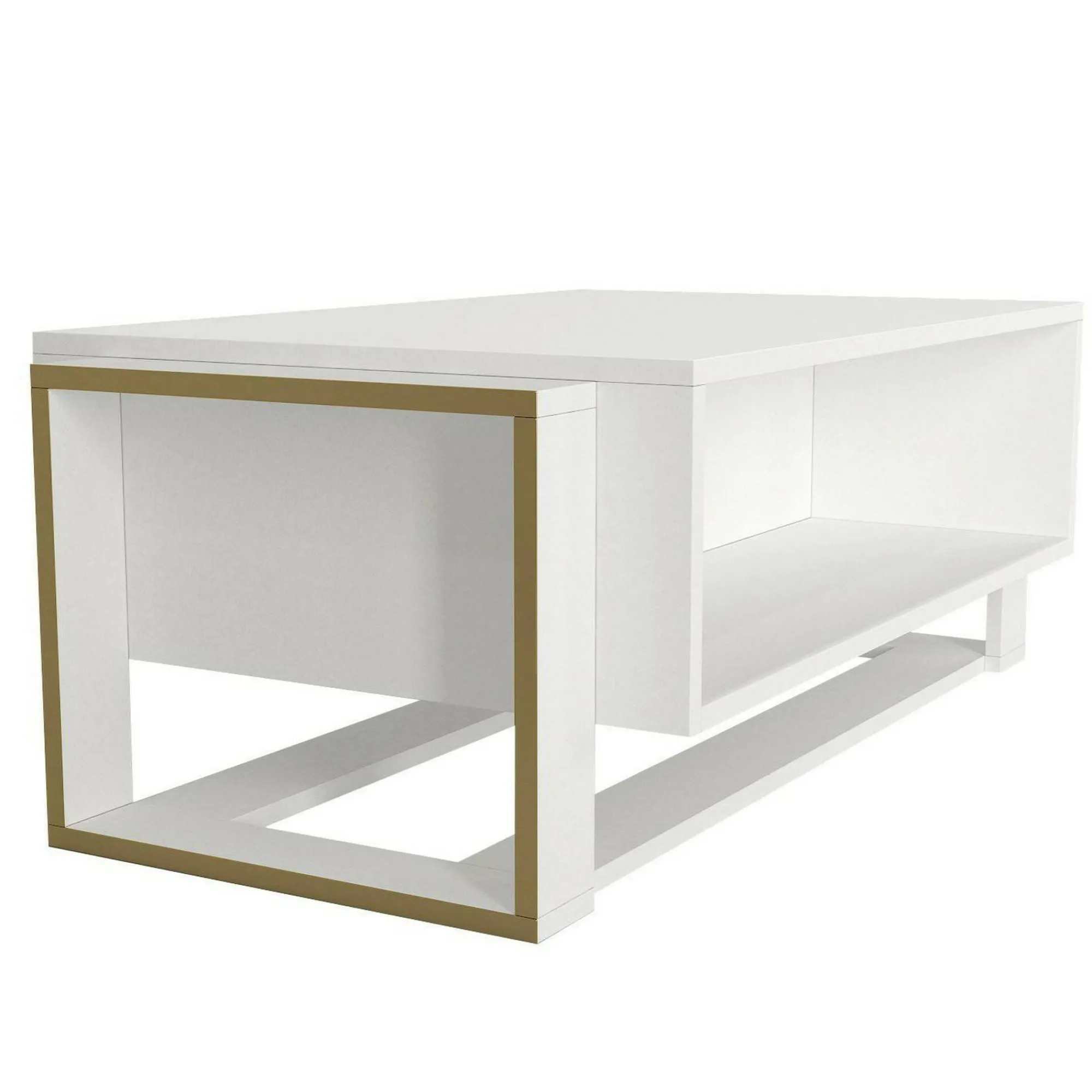 Tavolino da salotto Gigliola, 106x60h40 cm, Bianco e Oro<Dmora Best