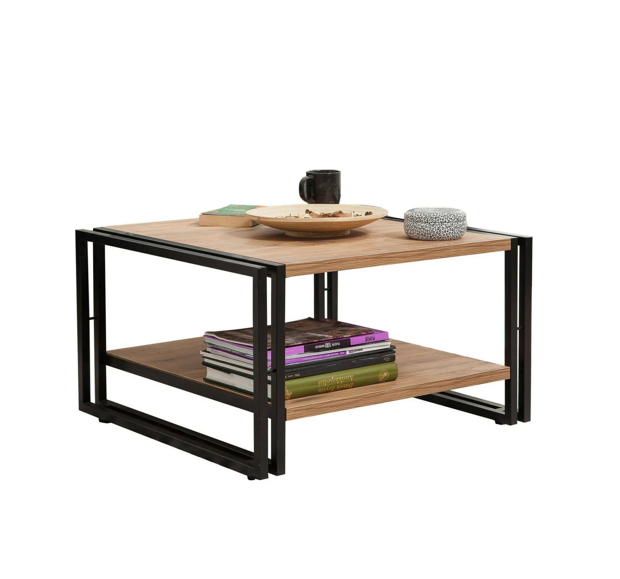 Tavolino da salotto Gioacchina, Quercia e Nero, 70x70h40 cm<Dmora Cheap