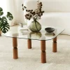 Tavolino da salotto Gran, 80x80h40 cm, Noce e Trasparente<Dmora Clearance