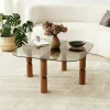 Tavolino da salotto Gran, 80x80h40 cm, Noce e Fumè<Dmora Outlet