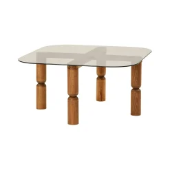 Tavolino da salotto Gran, 80x80h40 cm, Noce e Fumè<Dmora Outlet