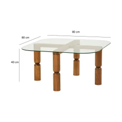 Tavolino da salotto Gran, 80x80h40 cm, Noce e Trasparente<Dmora Clearance