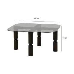 Tavolino da salotto Gran, 80x80h40 cm, Antracite e Fumè<Dmora New