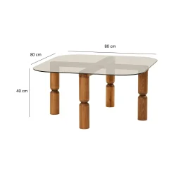 Tavolino da salotto Gran, 80x80h40 cm, Noce e Fumè<Dmora Outlet