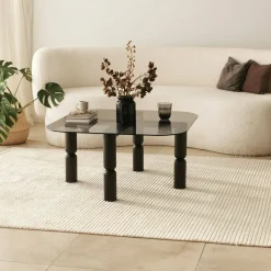 Tavolino da salotto Gran, 80x80h40 cm, Antracite e Fumè<Dmora New