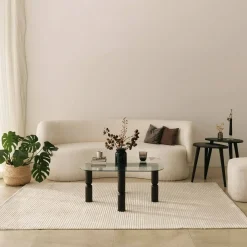 Tavolino da salotto Gran, 80x80h40 cm, Antracite e Trasparente<Dmora Cheap