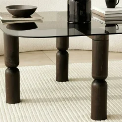 Tavolino da salotto Gran, 80x80h40 cm, Antracite e Fumè<Dmora New