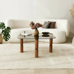 Tavolino da salotto Gran, 80x80h40 cm, Noce e Fumè<Dmora Outlet