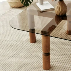 Tavolino da salotto Gran, 80x80h40 cm, Noce e Fumè<Dmora Outlet