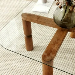 Tavolino da salotto Gran, 80x80h40 cm, Noce e Trasparente<Dmora Clearance