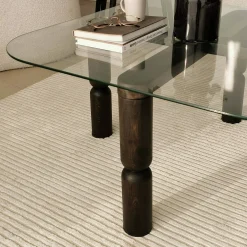 Tavolino da salotto Gran, 80x80h40 cm, Antracite e Trasparente<Dmora Cheap