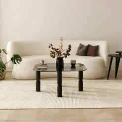 Tavolino da salotto Gran, 80x80h40 cm, Antracite e Fumè<Dmora New