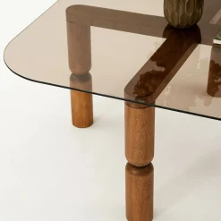 Tavolino da salotto Gran, 80x80h40 cm, Noce e Fumè<Dmora Outlet