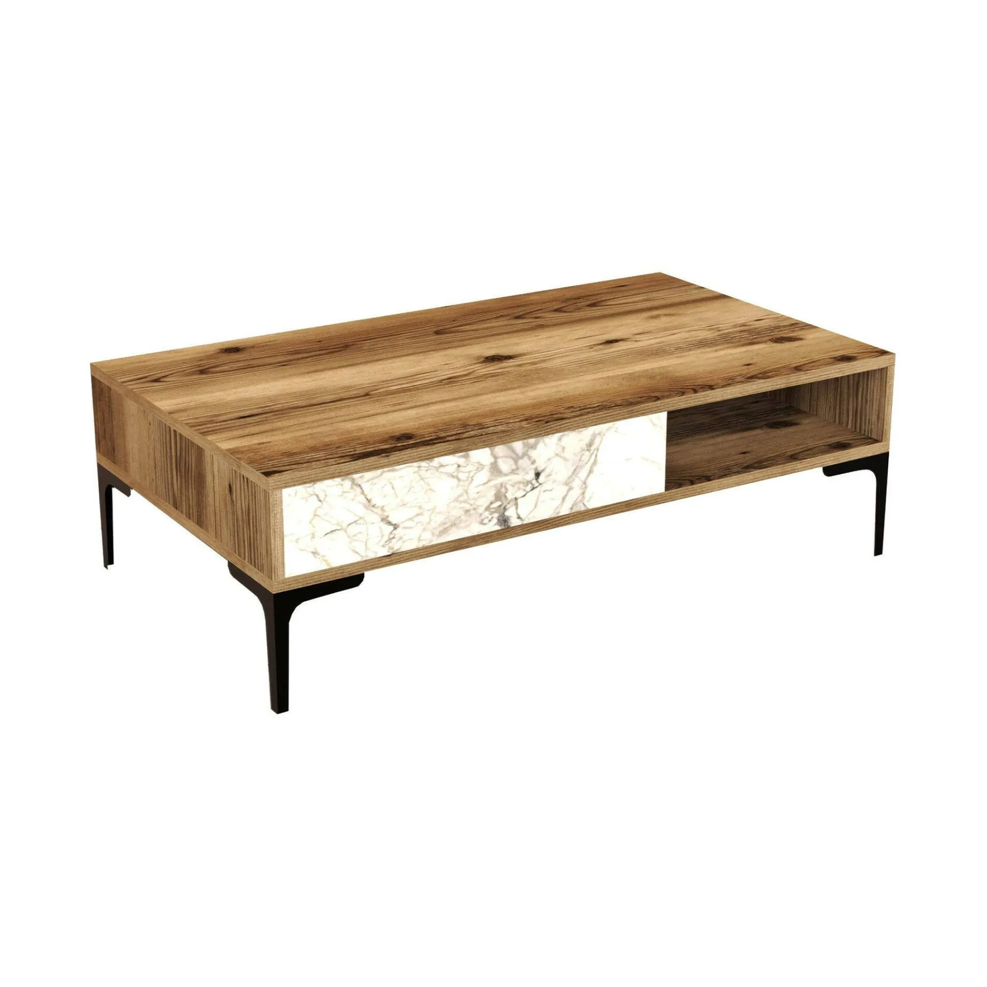 Tavolino da salotto Gru, 105x60h33 cm, Noce e Bianco<Dmora Hot