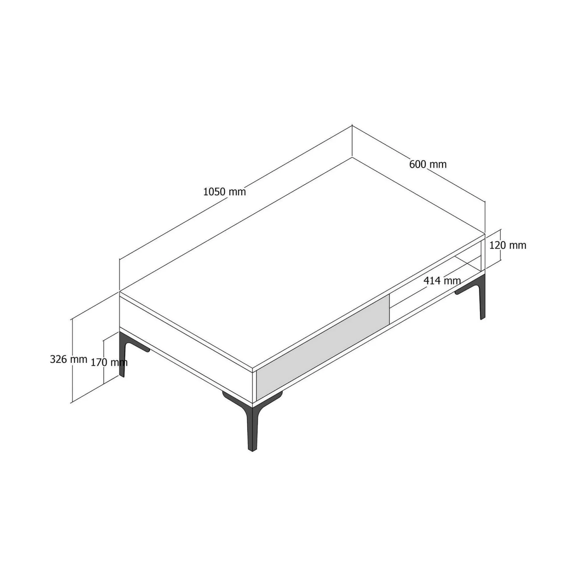 Tavolino da salotto Gru, 105x60h33 cm, Noce e Bianco<Dmora Hot