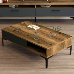 Tavolino da salotto Gru, 105x60h33 cm, Noce e Antracite<Dmora Best