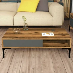 Tavolino da salotto Gru, 105x60h33 cm, Noce e Antracite<Dmora Best