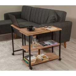Tavolino da salotto Lagaros, 70x76 h63 cm, Quercia e Nero<Dmora Best Sale