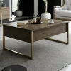 Tavolino da salotto Lavinia, 90x60h40 cm, Noce e Oro<Dmora Sale