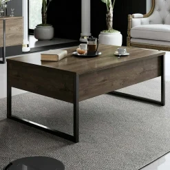 Tavolino da salotto Lavinia, 90x60h40 cm, Noce e Nero<Dmora Cheap