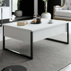Tavolino da salotto Lavinia, 90x60h40 cm, Bianco e Nero<Dmora Clearance