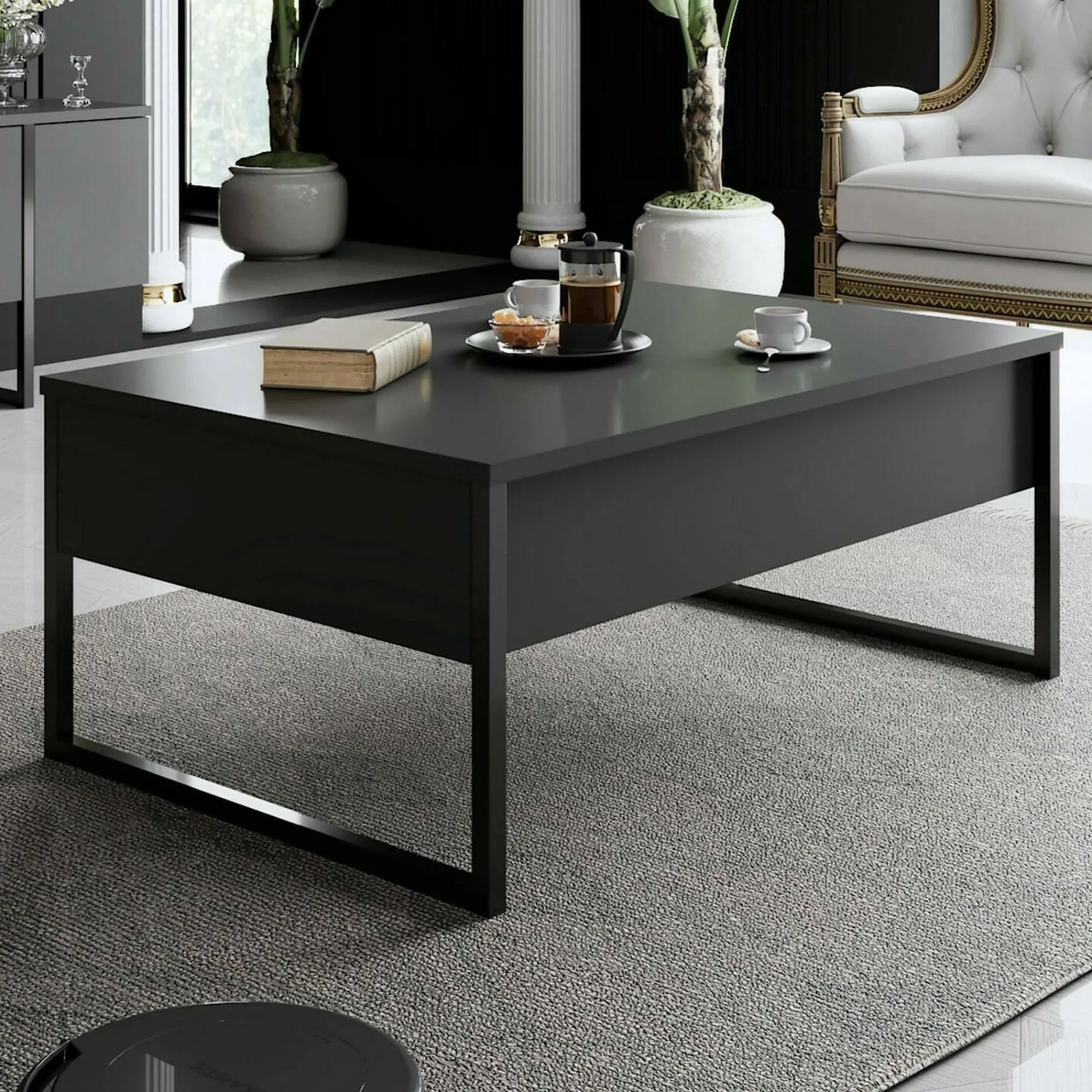 Tavolino da salotto Lavinia, 90x60h40 cm, Antracite e Nero<Dmora Flash Sale