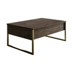 Tavolino da salotto Lavinia, 90x60h40 cm, Noce e Oro<Dmora Sale