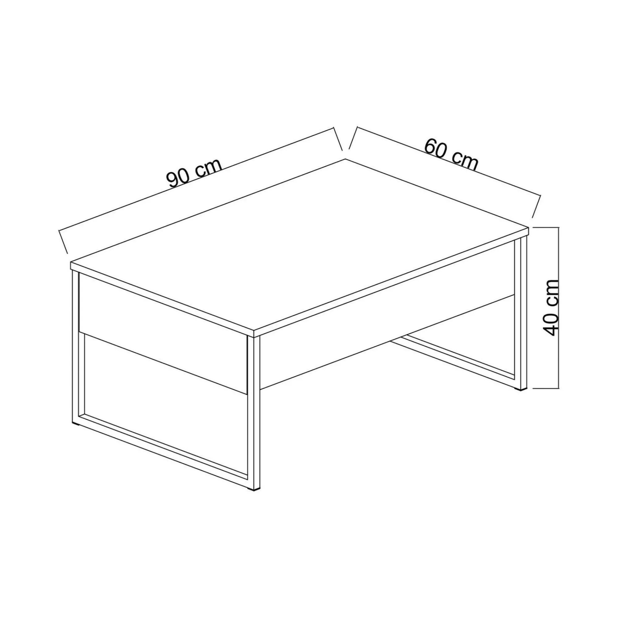 Tavolino da salotto Lavinia, 90x60h40 cm, Antracite e Oro<Dmora Discount