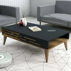 Tavolino da salotto Mansuk, 105x35h60 cm, Noce e Antracite<Dmora Shop