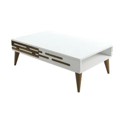 Tavolino da salotto Mansuk, 105x35h60 cm, Noce e Bianco<Dmora Best