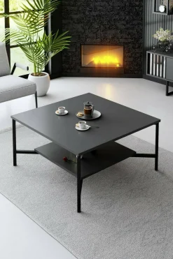 Tavolino da salotto Mia, 80x80h40 cm, Antracite e Nero<Dmora Fashion