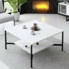 Tavolino da salotto Mia, 80x80h40 cm, Bianco e Nero<Dmora Clearance
