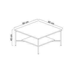 Tavolino da salotto Mia, 80x80h40 cm, Noce e Nero<Dmora Fashion