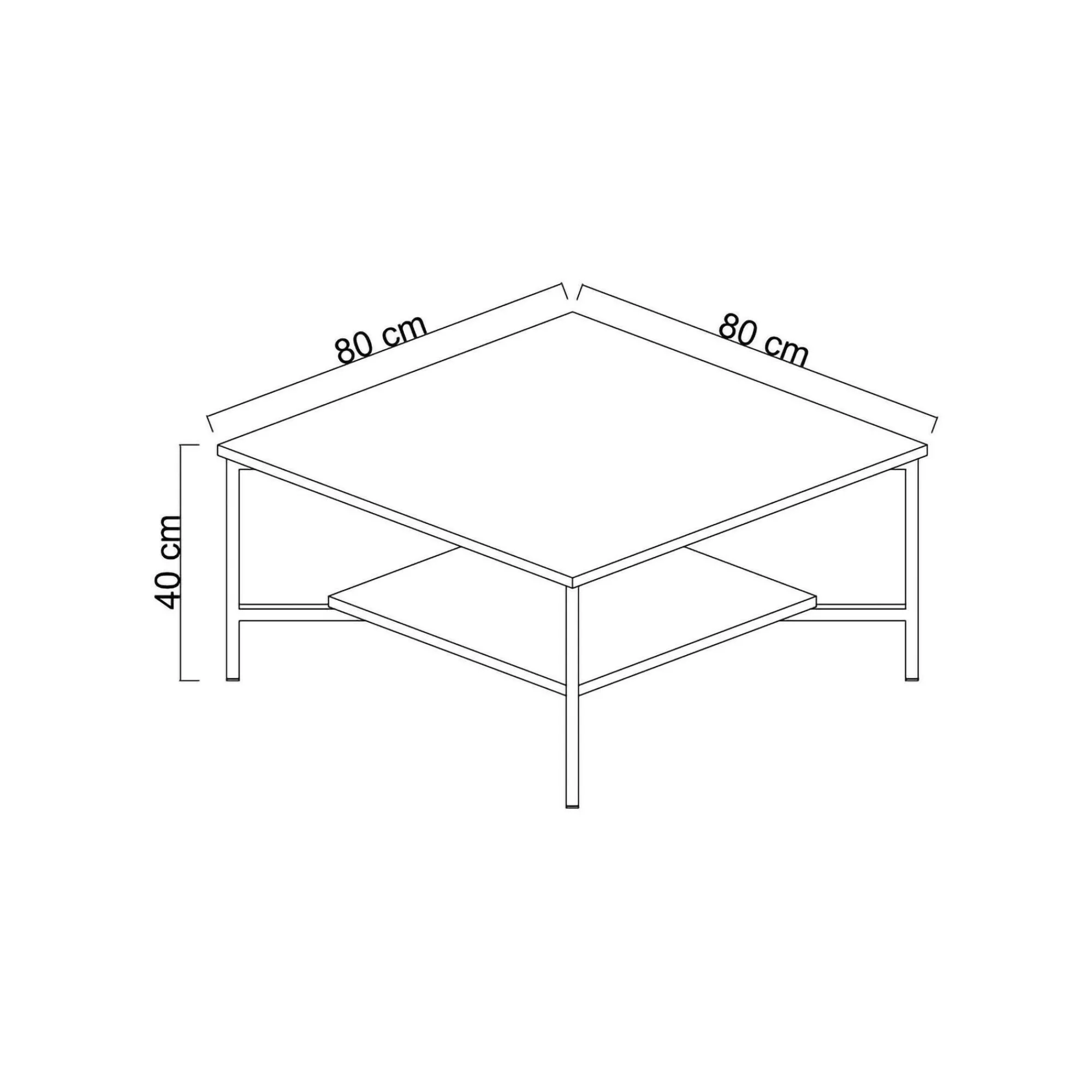Tavolino da salotto Mia, 80x80h40 cm, Noce e Nero<Dmora Best