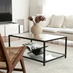 Tavolino da salotto Mina, 90x60h40 cm, Tortora e Nero<Dmora Flash Sale