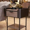 Tavolino da salotto Muse, 51x41 h60 cm, Grigio e Marrone<Dmora Clearance