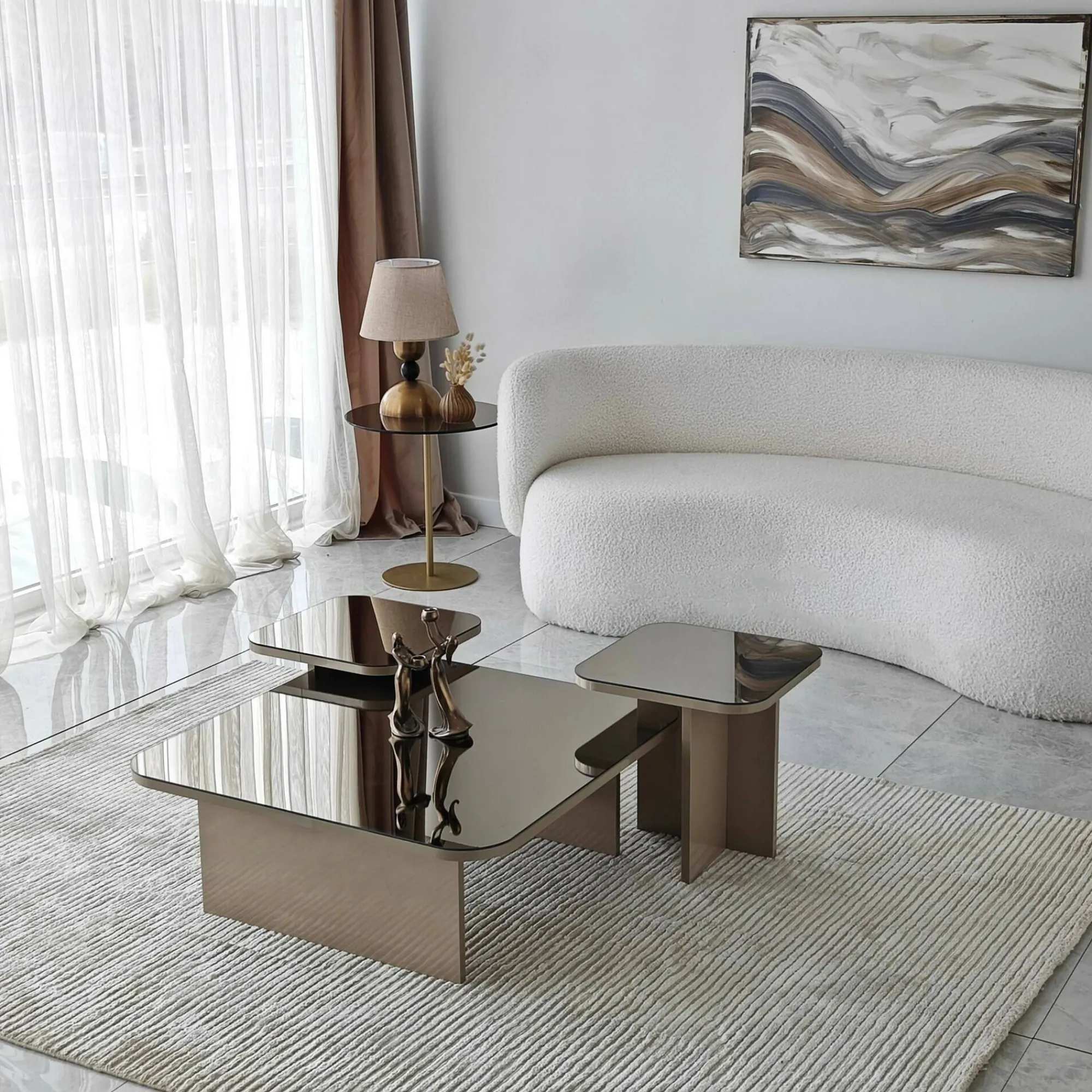 Tavolino da salotto Nuummite, 80x80h40 cm, Tortora e Fumè<Dmora Best Sale
