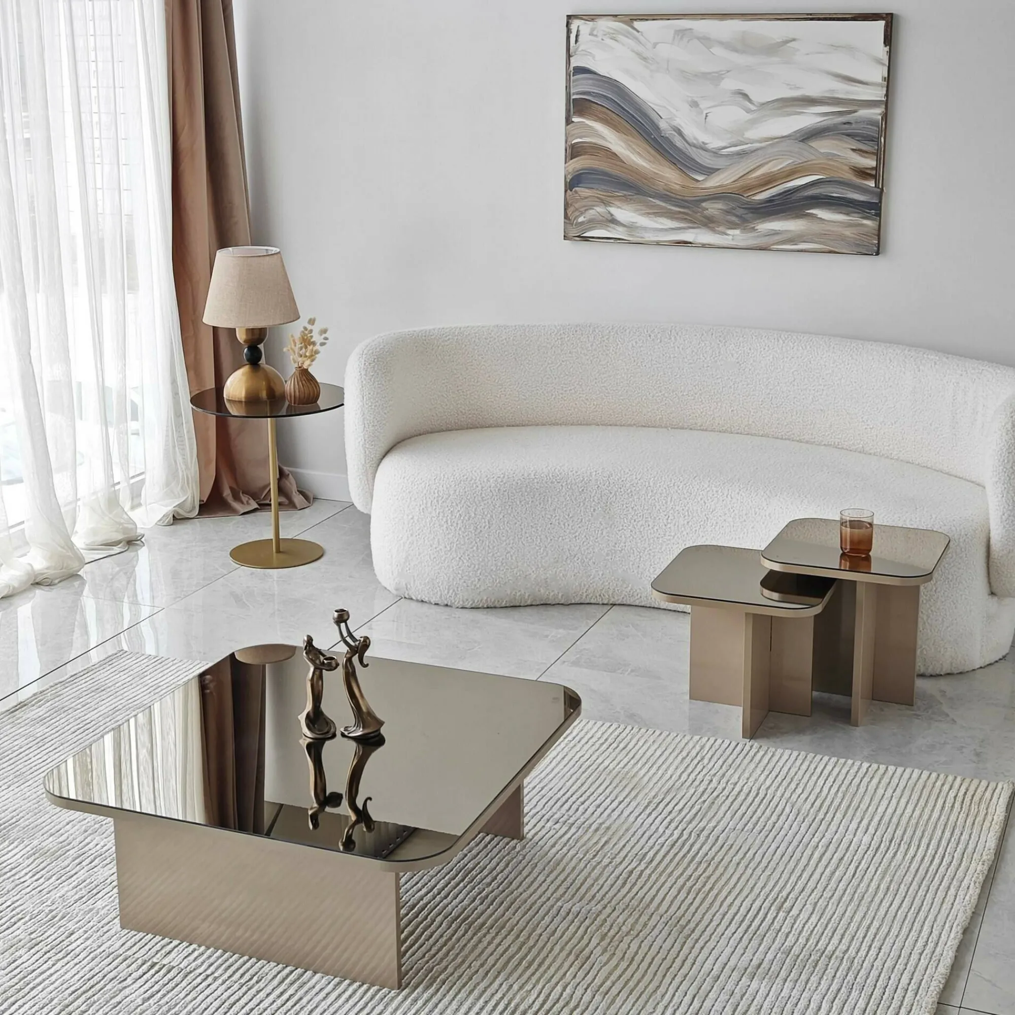 Tavolino da salotto Nuummite, 80x80h40 cm, Tortora e Fumè<Dmora Best Sale