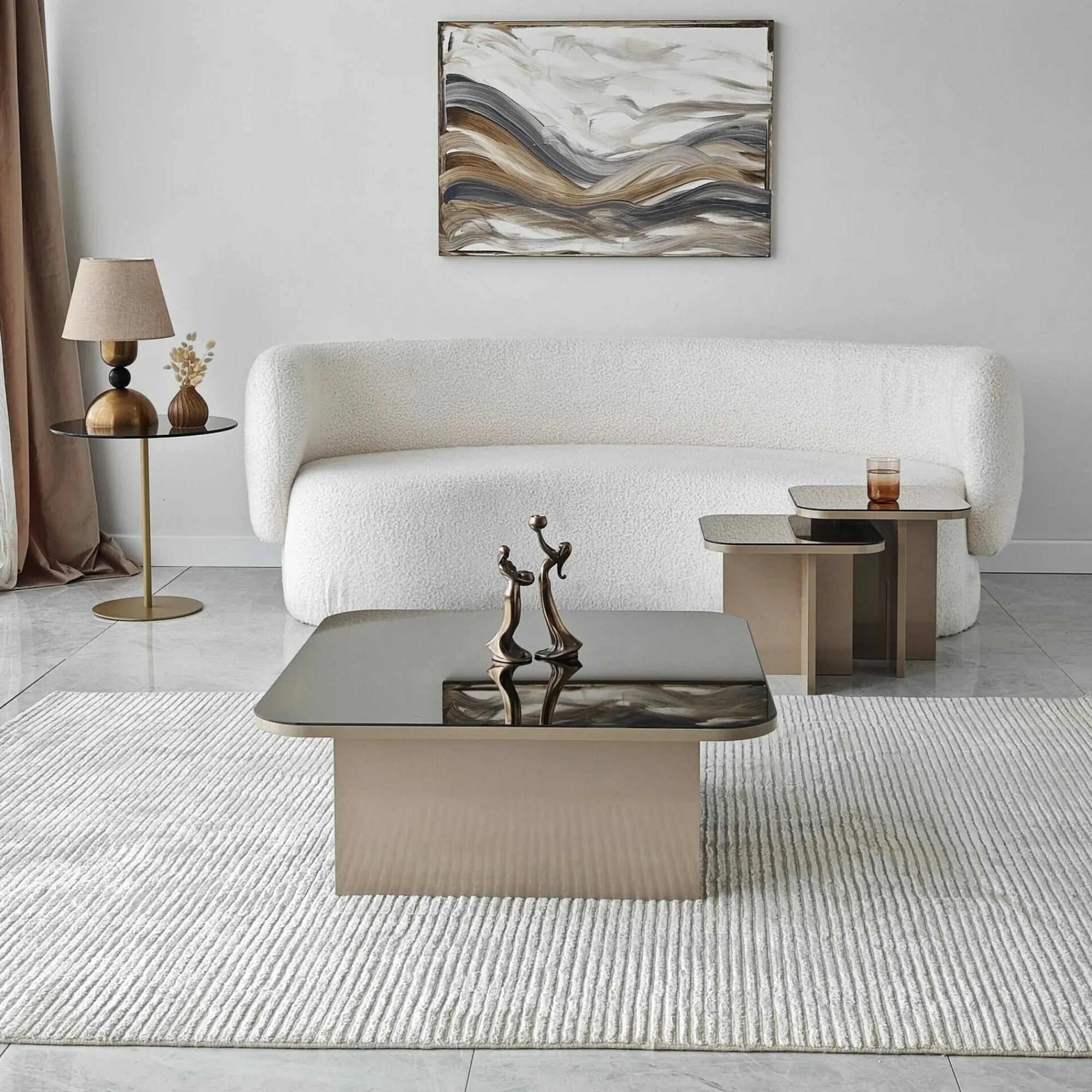 Tavolino da salotto Nuummite, 80x80h40 cm, Tortora e Fumè<Dmora Best Sale