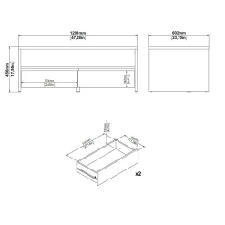 Tavolino da salotto Octavia, Tavolo basso da caffè, Portariviste per divano, Ripiano da soggiorno, 60x120 h46 cm, Rovere e Bianco<Dmora Sale