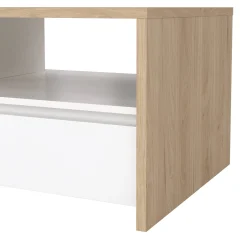 Tavolino da salotto Octavia, Tavolo basso da caffè, Portariviste per divano, Ripiano da soggiorno, 60x120 h46 cm, Rovere e Bianco<Dmora Sale