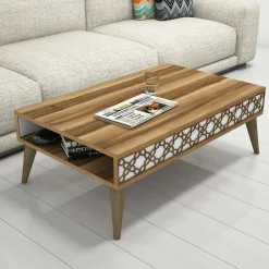 Tavolino da salotto Paz, 105x60h37 cm, Noce e Bianco<Dmora Outlet