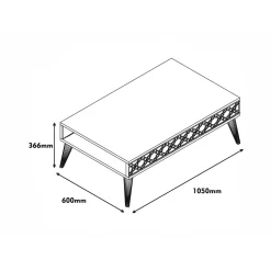 Tavolino da salotto Paz, 105x60h37 cm, Noce e Bianco<Dmora Outlet