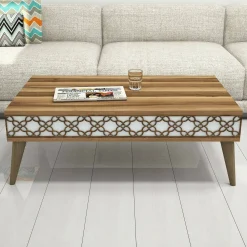 Tavolino da salotto Paz, 105x60h37 cm, Noce e Bianco<Dmora Outlet