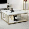 Tavolino da salotto Raiden, 90x39h40 cm, Bianco e Oro<Dmora Outlet